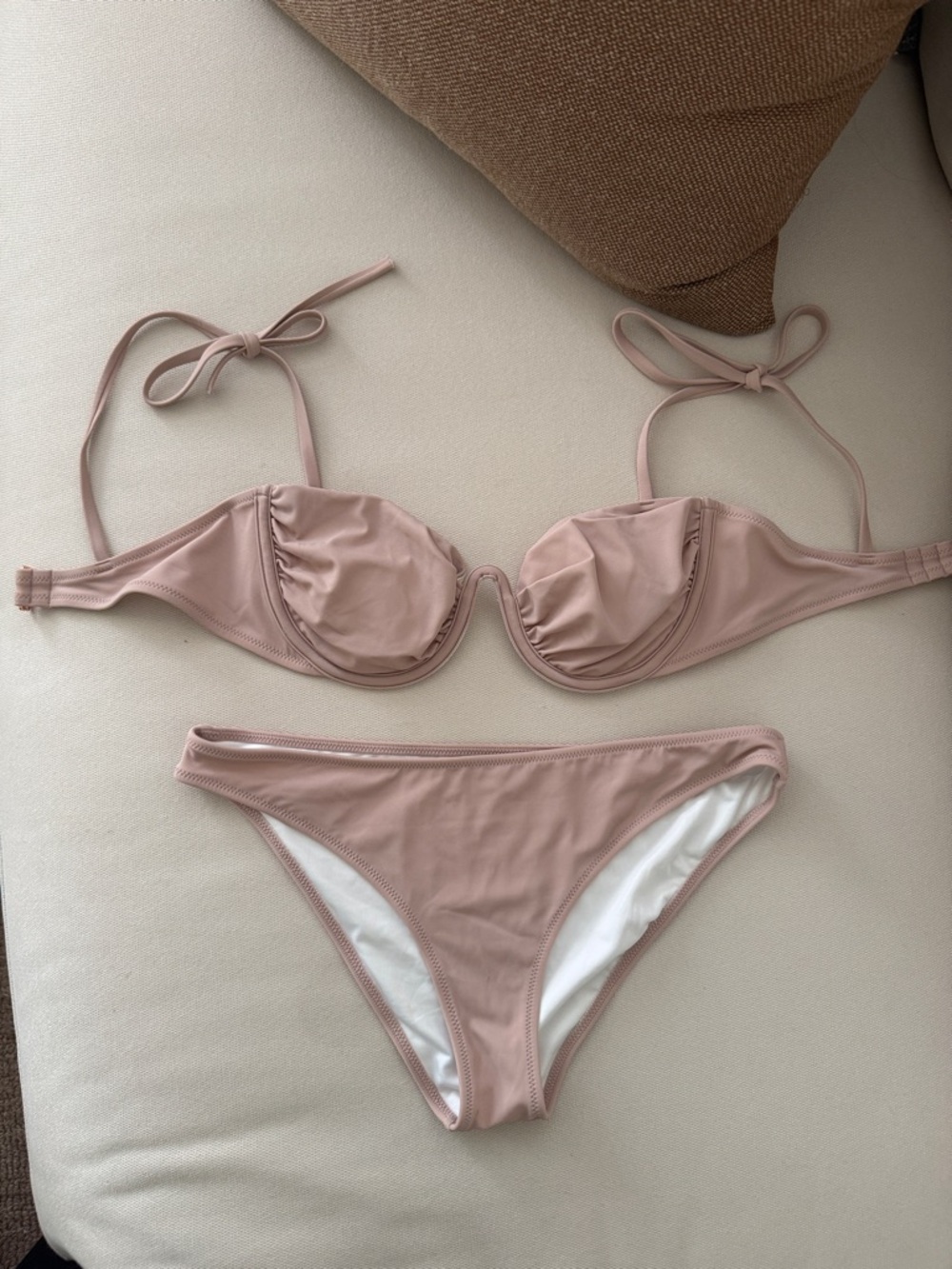 Shade & Shore Mauve Pink Tie-Shoulder Bikini Set